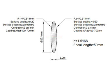 Diameter 30mm Double Convex Lens Focal Length 50mm For Industrial